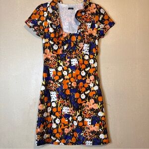 J. Crew Vibrant Orange and Blue Mini Dress